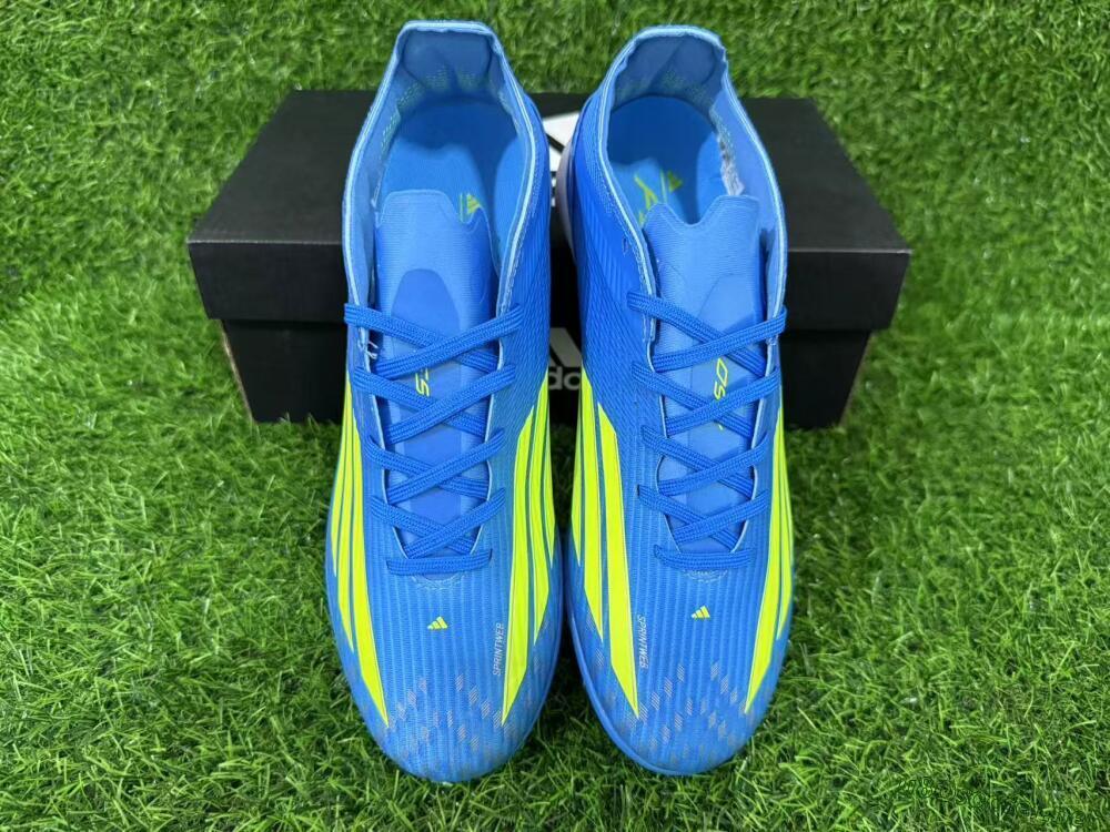 Unisex Adidas F50 Pro TF Football Shoes - Blue/Neon Green/Light Blue