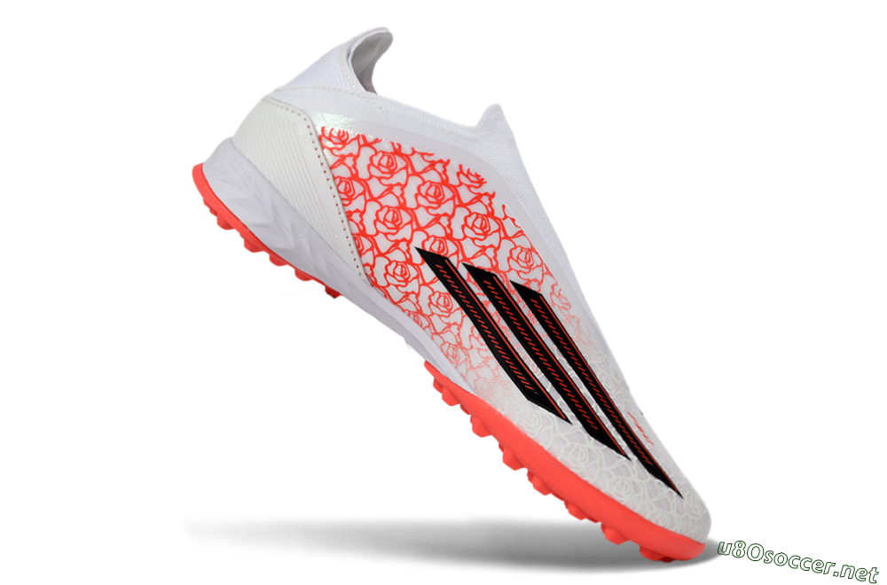 Unisex Adidas F50 Elite Laceless TF Football Shoes - White/Coral Red/Silver 5