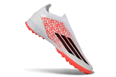Unisex Adidas F50 Elite Laceless TF Football Shoes - White/Coral Red/Silver