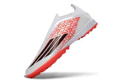Unisex Adidas F50 Elite Laceless TF Football Shoes - White/Coral Red/Silver