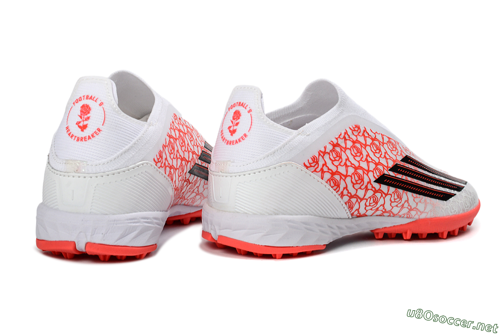 Unisex Adidas F50 Elite Laceless TF Football Shoes - White/Coral Red/Silver 7