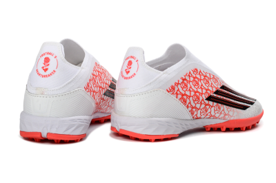 Unisex Adidas F50 Elite Laceless TF Football Shoes - White/Coral Red/Silver