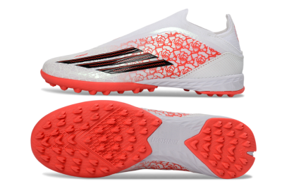 Unisex Adidas F50 Elite Laceless TF Football Shoes - White/Coral Red/Silver