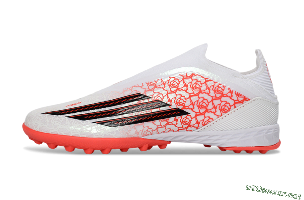 Unisex Adidas F50 Elite Laceless TF Football Shoes - White/Coral Red/Silver 0