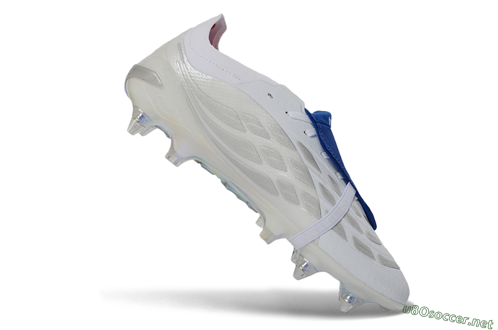 Men's Adidas Predator 26 Elite Fold-Over Tongue SG Football Boots - White/Electric Blue/Iridescent 4