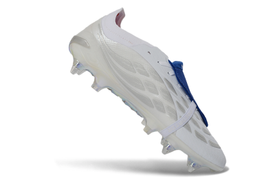 Men's Adidas Predator 26 Elite Fold-Over Tongue SG Football Boots - White/Electric Blue/Iridescent
