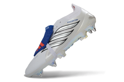 Men's Adidas Predator 26 Elite Fold-Over Tongue SG Football Boots - White/Electric Blue/Iridescent
