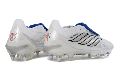 Men's Adidas Predator 26 Elite Fold-Over Tongue SG Football Boots - White/Electric Blue/Iridescent