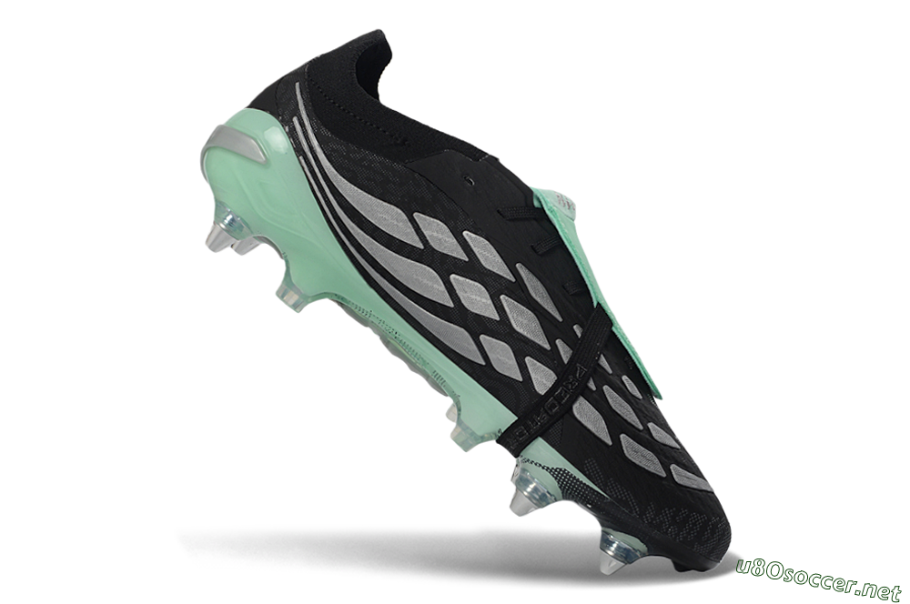 Men's Adidas Predator 26 Elite Fold-Over Tongue SG Football Boots - Black/Mint Green/Silver 4