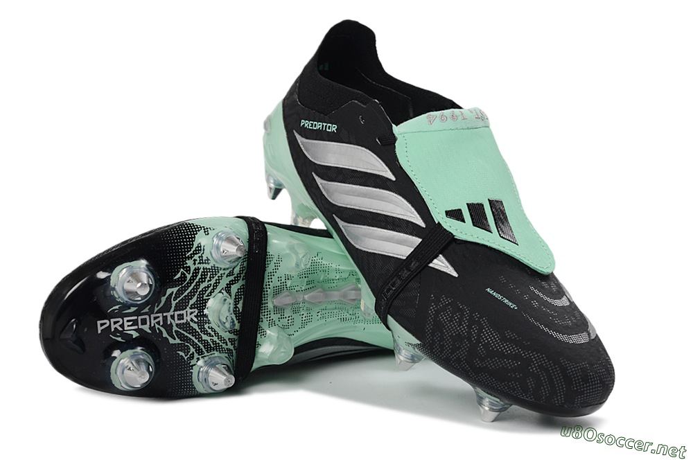 Men's Adidas Predator 26 Elite Fold-Over Tongue SG Football Boots - Black/Mint Green/Silver 3