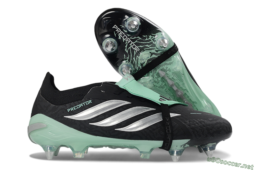 Men's Adidas Predator 26 Elite Fold-Over Tongue SG Football Boots - Black/Mint Green/Silver 2