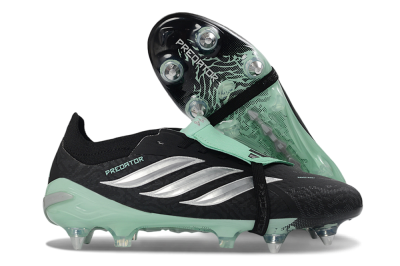 Men's Adidas Predator 26 Elite Fold-Over Tongue SG Football Boots - Black/Mint Green/Silver