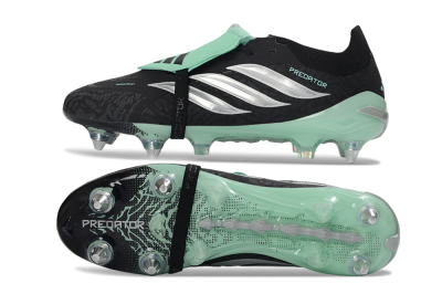 Men's Adidas Predator 26 Elite Fold-Over Tongue SG Football Boots - Black/Mint Green/Silver