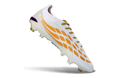Unisex Adidas Predator 26 Elite FG Football Boots - White/Metallic Gold/Iridescent Neon