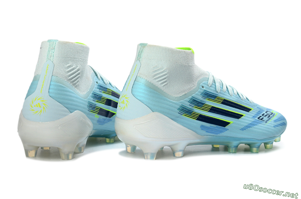 Men's Adidas F50 Elite Mid AG Football Boots - Blue/Electric Blue/Neon Yellow 6