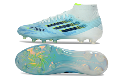 Men's Adidas F50 Elite Mid AG Football Boots - Blue/Electric Blue/Neon Yellow