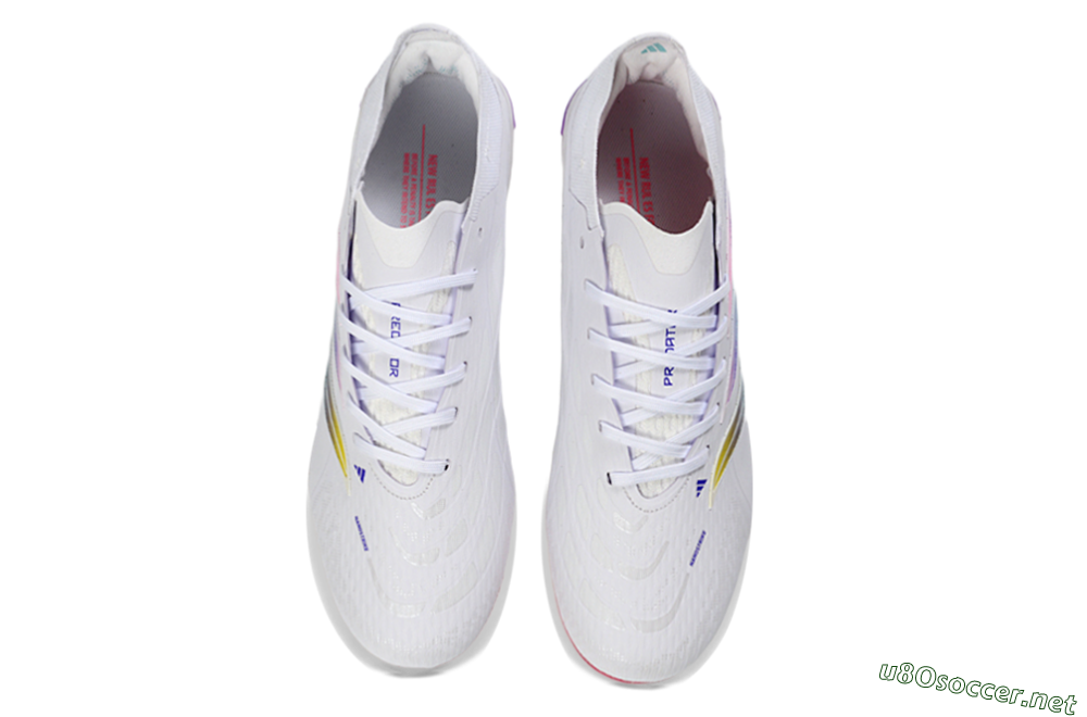 Unisex Adidas Predator 26 Elite FG Football Boots - White/Iridescent Pink/Iridescent Blue 4