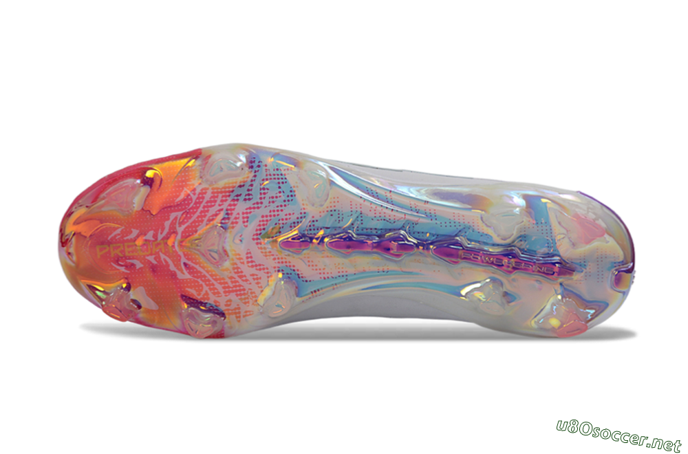 Unisex Adidas Predator 26 Elite FG Football Boots - White/Iridescent Pink/Iridescent Blue 6