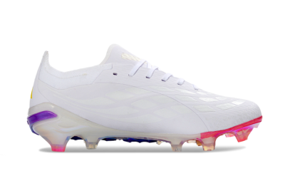 Unisex Adidas Predator 26 Elite FG Football Boots - White/Iridescent Pink/Iridescent Blue
