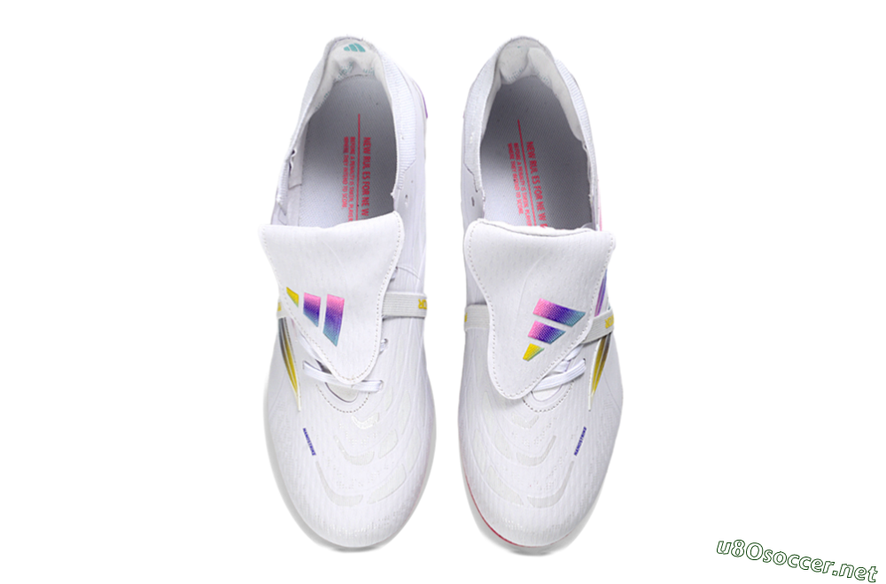 Unisex Adidas Predator 26 Elite Fold-Over Tongue FG Football Boots - White/Iridescent Fusion/Neon Bright 4