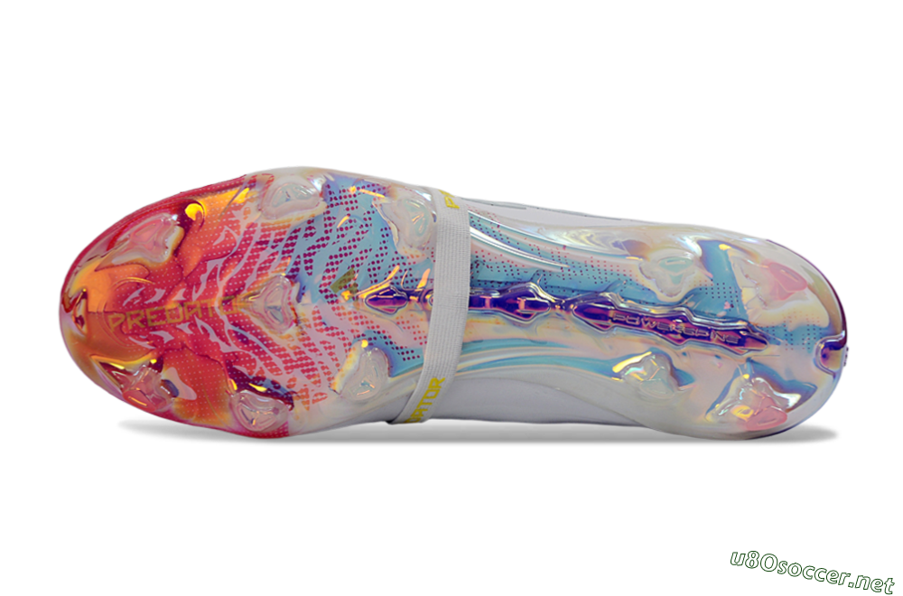 Unisex Adidas Predator 26 Elite Fold-Over Tongue FG Football Boots - White/Iridescent Fusion/Neon Bright 6