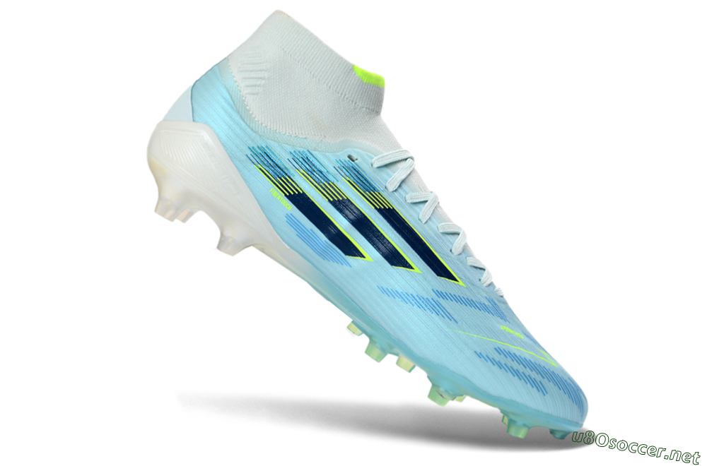 Men's Adidas F50 Elite Mid FG Football Boots - LightBlue/ElectricYellow/DeepNavy 4