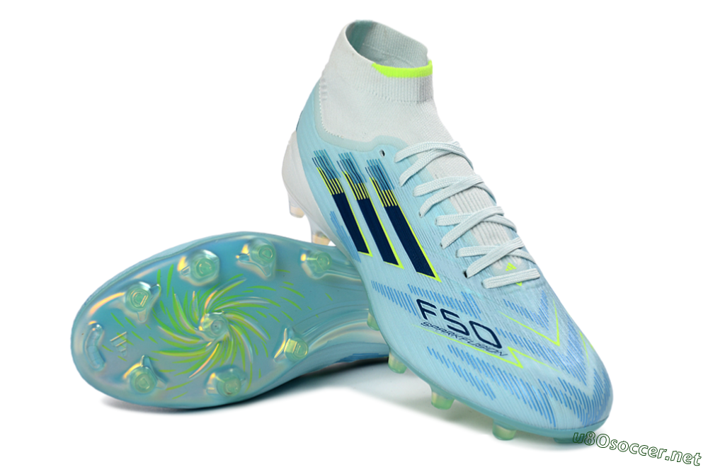 Men's Adidas F50 Elite Mid FG Football Boots - LightBlue/ElectricYellow/DeepNavy 3