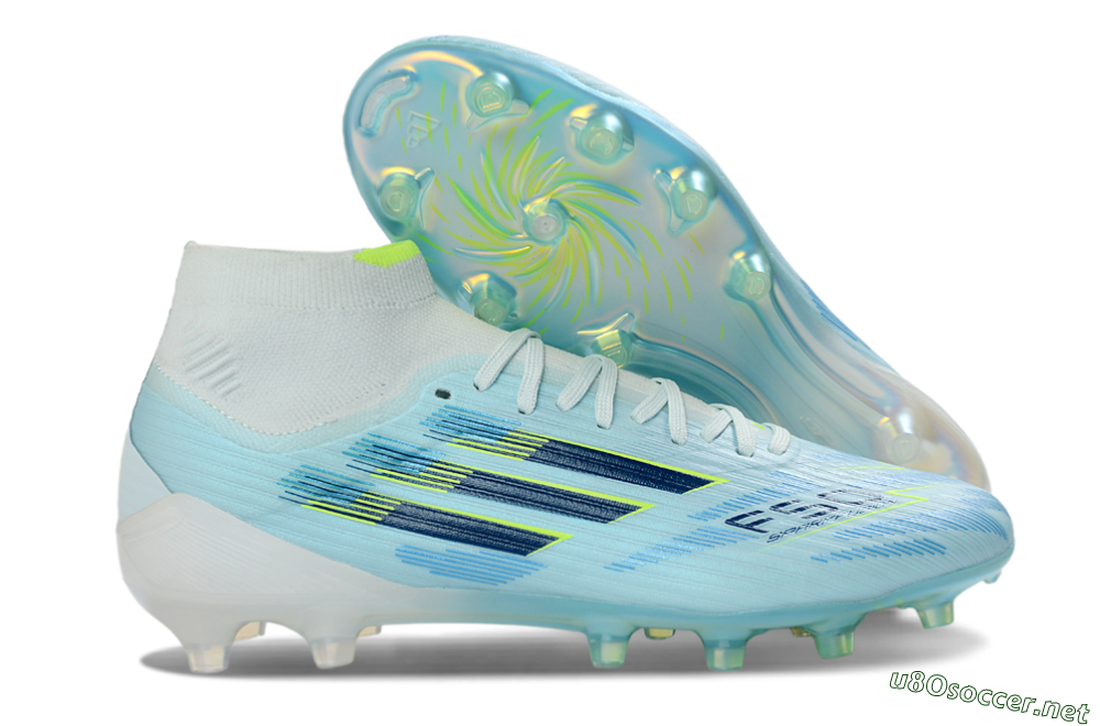 Men's Adidas F50 Elite Mid FG Football Boots - LightBlue/ElectricYellow/DeepNavy 2