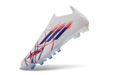 Unisex Adidas F50 Elite Laceless FG Football Boots - White/Bright Red/Deep Blue