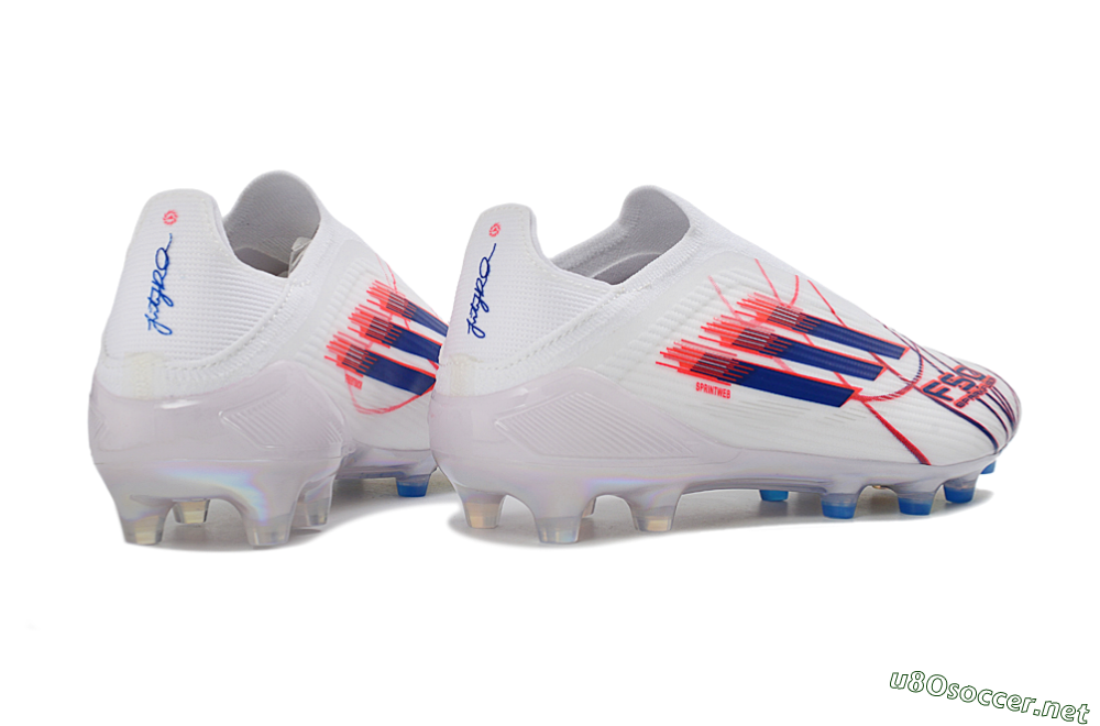 Unisex Adidas F50 Elite Laceless FG Football Boots - White/Bright Red/Deep Blue 7