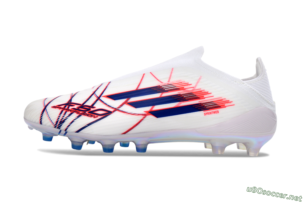 Unisex Adidas F50 Elite Laceless FG Football Boots - White/Bright Red/Deep Blue 0
