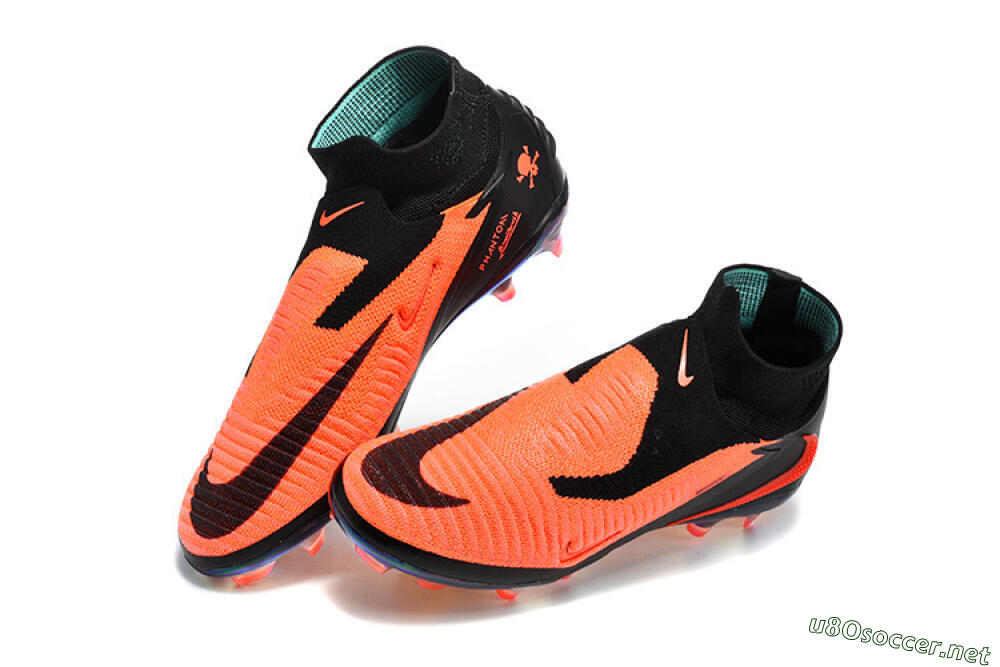 Unisex Nike Phantom 6 Elite High FG Football Boots - Orange/Neon Blaze/Rainbow Fade 3