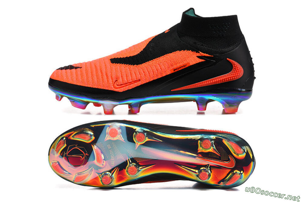 Unisex Nike Phantom 6 Elite High FG Football Boots - Orange/Neon Blaze/Rainbow Fade 1