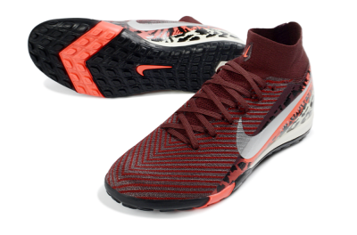 Unisex Nike Air Zoom Mercurial Superfly 10 Elite TF Football Shoes - Maroon/Coral Blaze/Deep Black