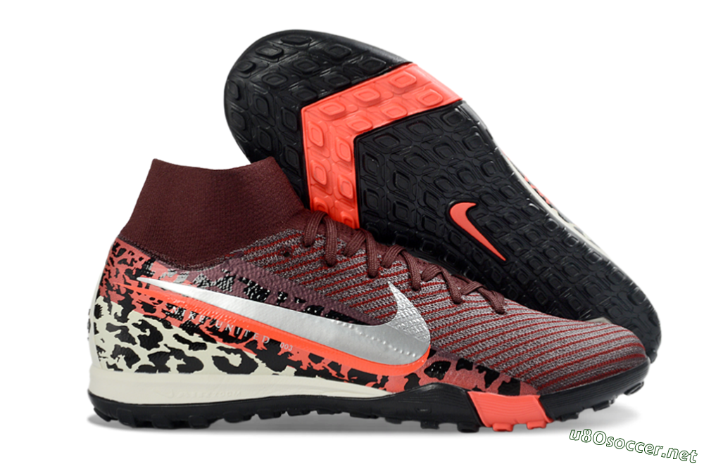 Unisex Nike Air Zoom Mercurial Superfly 10 Elite TF Football Shoes - Maroon/Coral Blaze/Deep Black 2