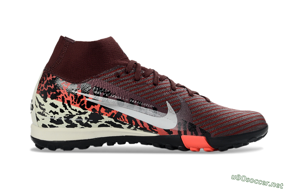 Unisex Nike Air Zoom Mercurial Superfly 10 Elite TF Football Shoes - Maroon/Coral Blaze/Deep Black 5