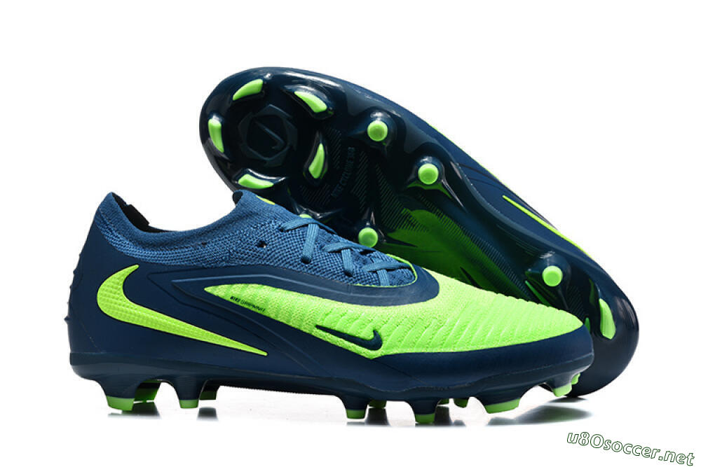 Unisex Nike Phantom 6 Elite Low FG Football Boots - Green/Electric Lime/Dark Blue 2