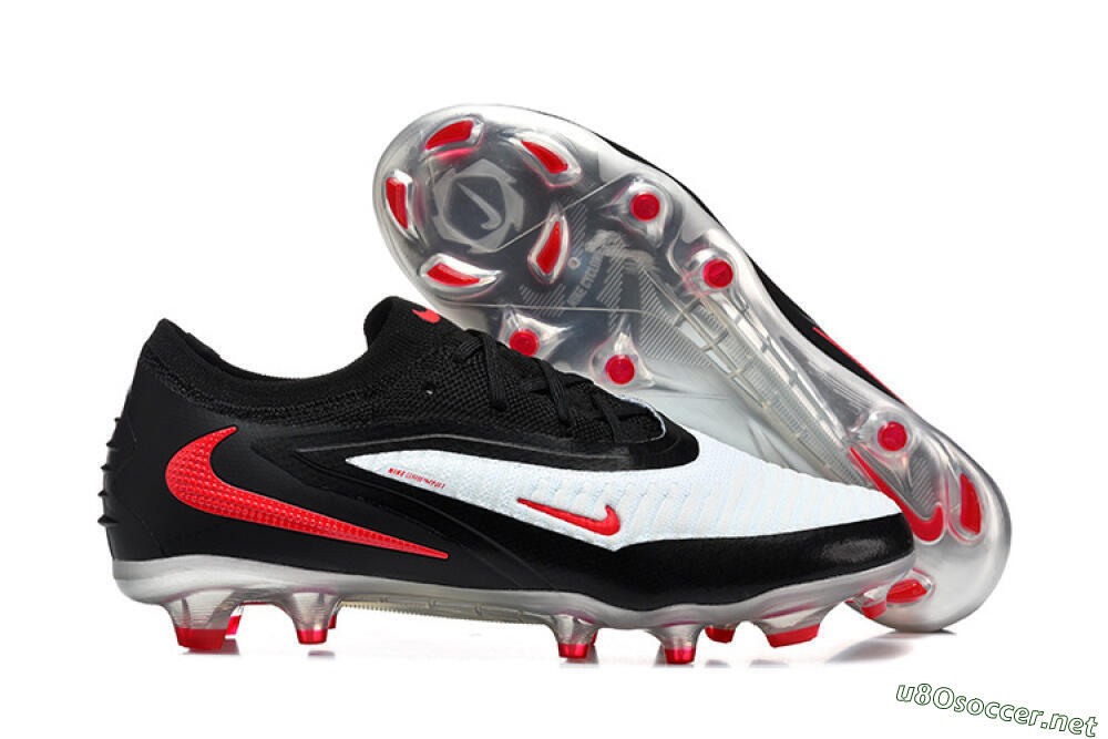 Unisex Nike Phantom 6 Elite Low FG Football Boots - White/Red Blaze/Black Night 2