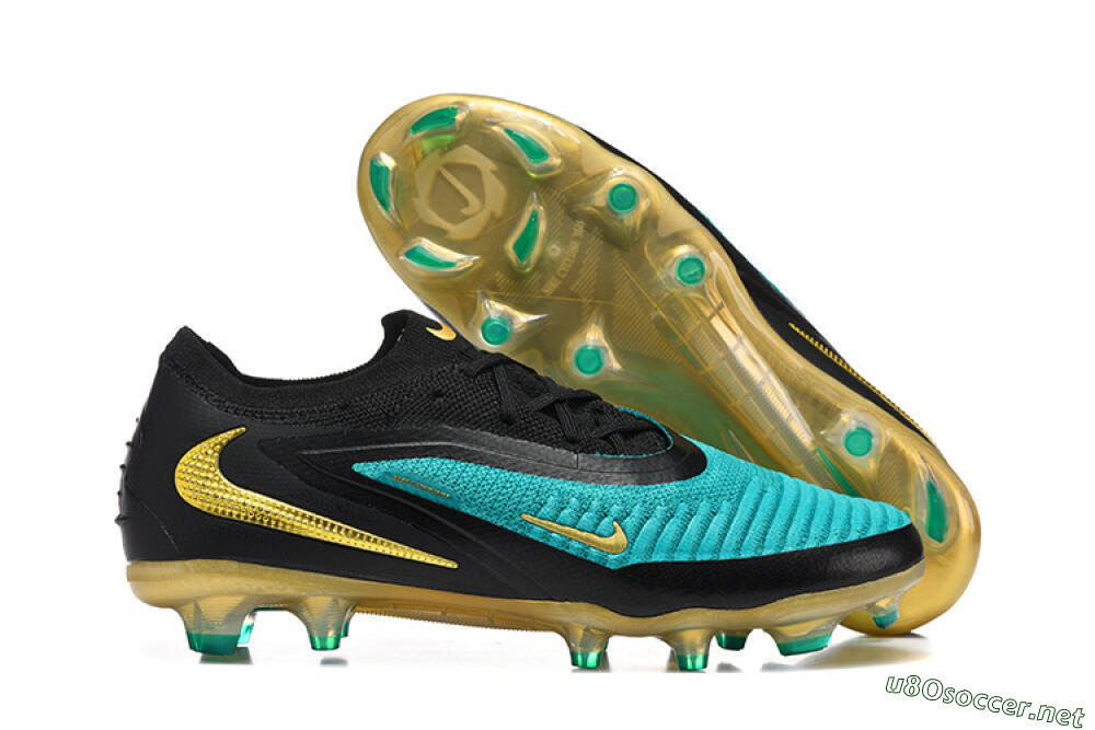 Unisex Nike Phantom 6 Elite Low FG Football Boots - Teal/Gold/Black 2