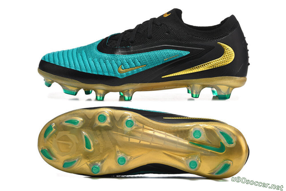 Unisex Nike Phantom 6 Elite Low FG Football Boots - Teal/Gold/Black 1
