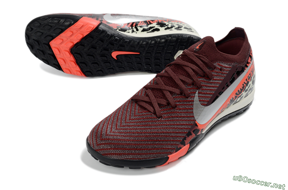 Unisex Nike Air Zoom Mercurial Vapor 16 Elite TF Football Shoes - Maroon/Bright Coral/Black 3