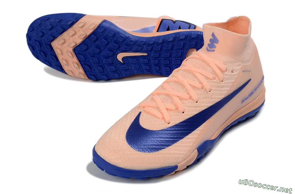 Unisex Nike Air Zoom Mercurial Superfly 10 Elite TF Football Shoes - Peach/Cobalt Blue/Soft Coral 3
