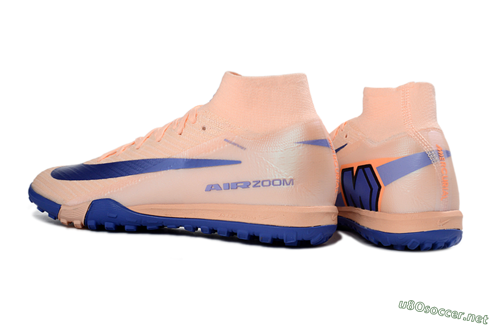 Unisex Nike Air Zoom Mercurial Superfly 10 Elite TF Football Shoes - Peach/Cobalt Blue/Soft Coral 4