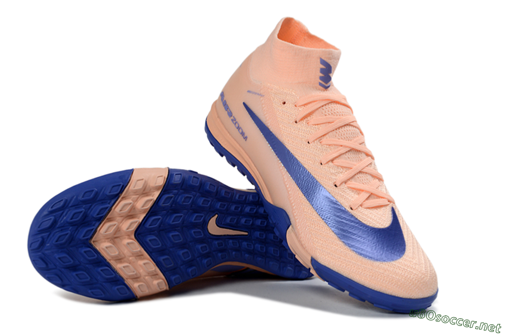 Unisex Nike Air Zoom Mercurial Superfly 10 Elite TF Football Shoes - Peach/Cobalt Blue/Soft Coral 1