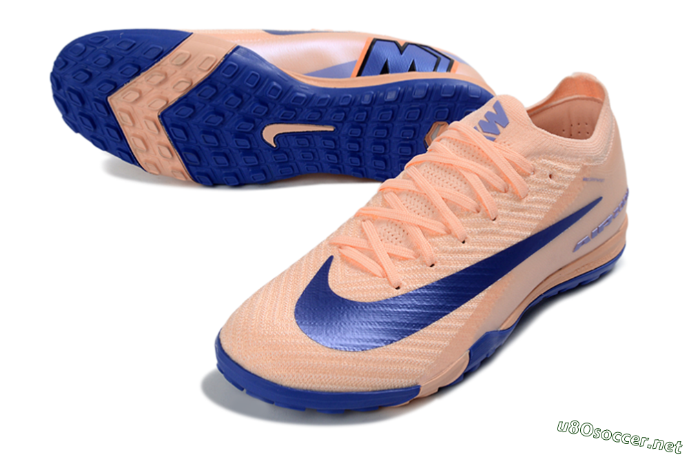 Unisex Nike Air Zoom Mercurial Vapor 16 Elite TF Football Shoes - Peach/Electric Blue/Soft Coral 3