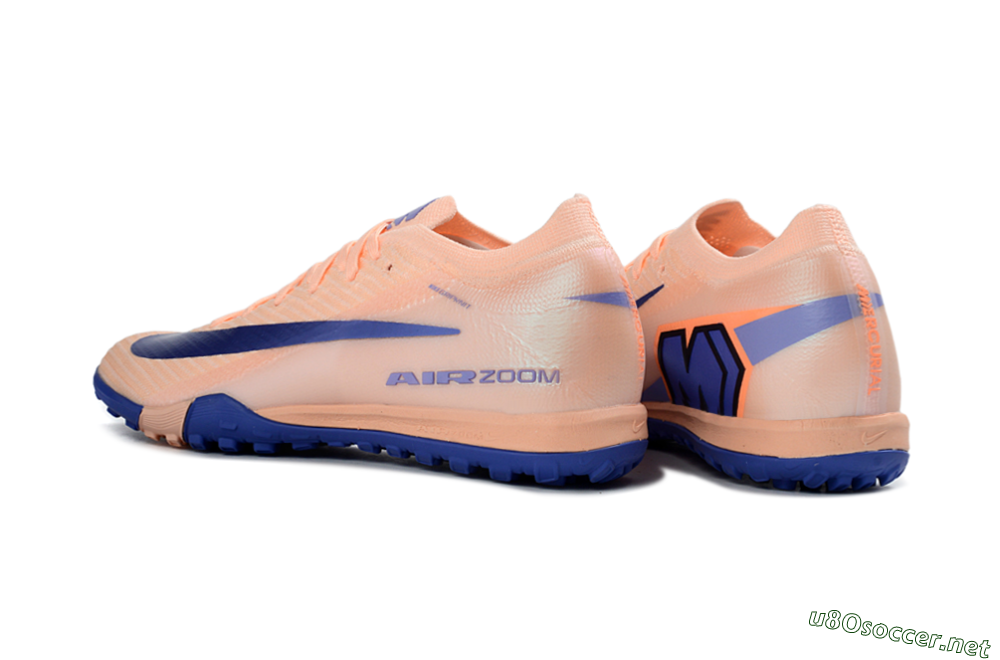 Unisex Nike Air Zoom Mercurial Vapor 16 Elite TF Football Shoes - Peach/Electric Blue/Soft Coral 4
