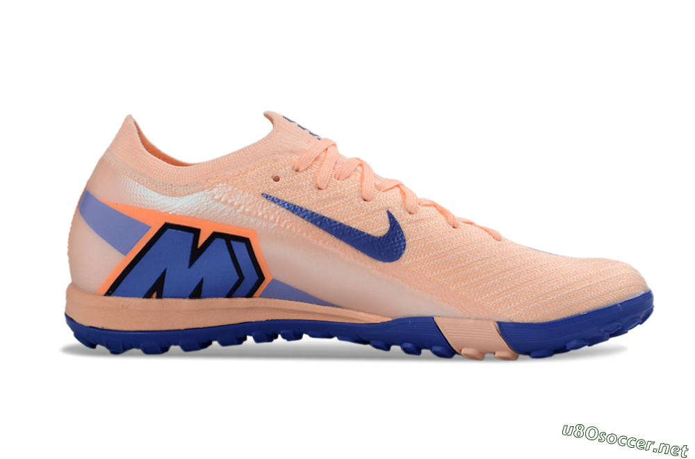 Unisex Nike Air Zoom Mercurial Vapor 16 Elite TF Football Shoes - Peach/Electric Blue/Soft Coral 5
