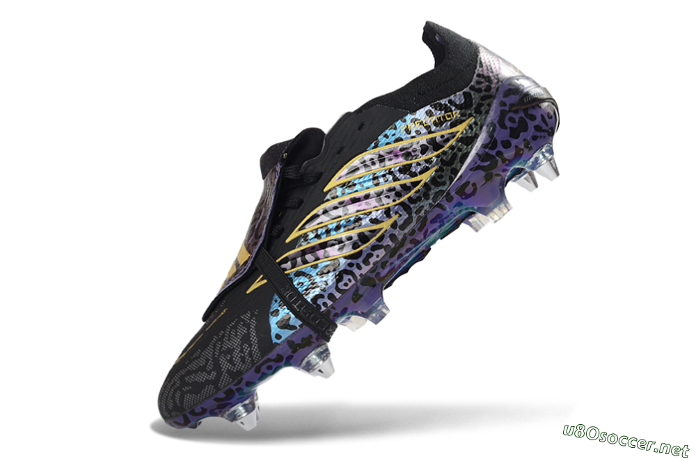 Men's Adidas Predator 26 Elite Fold-Over Tongue SG Football Boots - Black/Electric Blue/Gold 5