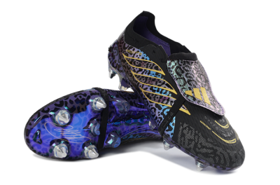 Men's Adidas Predator 26 Elite Fold-Over Tongue SG Football Boots - Black/Electric Blue/Gold