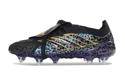 Men's Adidas Predator 26 Elite Fold-Over Tongue SG Football Boots - Black/Electric Blue/Gold